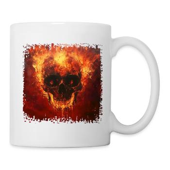 Feuriger Totenschädel - Tasse - Weiß - Rechts