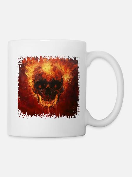 Feuriger Totenschädel - Tasse - Weiß