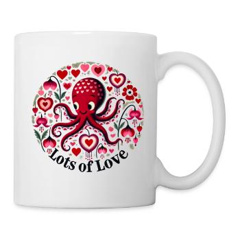Oktopus-Herz-Liebesmuster - Tasse - Weiß - Rechts