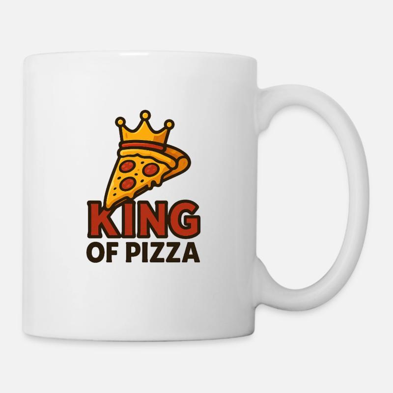 Roi de la pizza avec couronne - Mug blanc - blanc