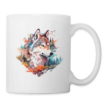 Wolf Wolf's Head Forest Nature Mountains Wilderness Colorful - Mug - white - Right