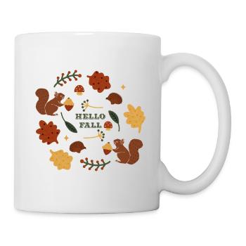 Herbstliches Naturmotiv mit Eichhörnchen - Tasse - Weiß - Rechts