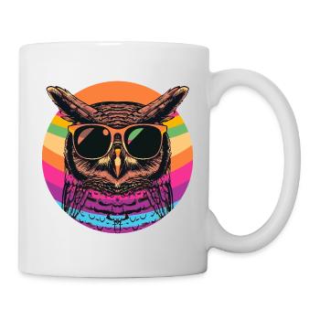 Colorful retro owl with sunglasses - Mug - white - Right