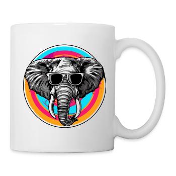 Éléphant avec des lunettes de soleil - Mug blanc - blanc - Droite