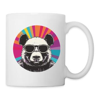 Bear portrait with retro sunglasses - Mug - white - Right