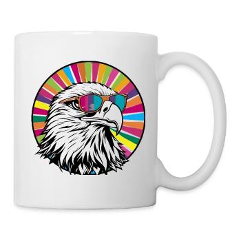 Eagle with sunglasses - Mug - white - Right