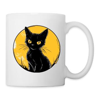 Goldene Mondscheinkatze Illustration - Tasse - Weiß - Rechts