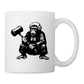 Rebellious monkey judge with hammer - Mug - white - Right