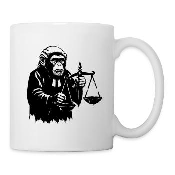 Le juge singe fait baisser la balance - Mug blanc - blanc - Droite