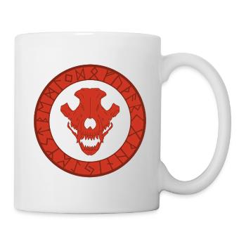 Crâne de loup viking rouge - Mug blanc - blanc - Droite