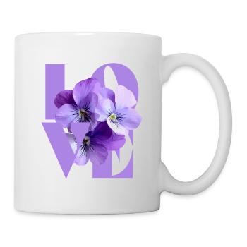 Lila Stiefmütterchen Blumenkunst - Tasse - Weiß - Rechts