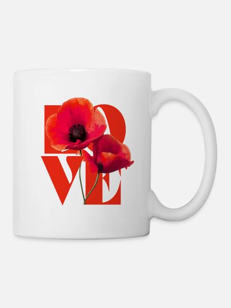 Lebendiges Mohnblumen-Kunstdesign - Tasse - Weiß