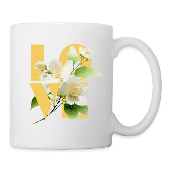 Typographie élégante de l’amour floral au jasmin - Mug blanc - blanc - Droite