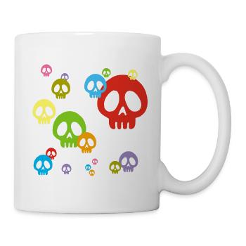 Mehrfarbige Manga-Totenköpfe - Tasse - Weiß - Rechts