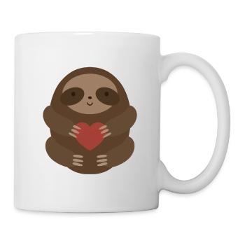 Niedliches Faultier hält Herz Illustration - Tasse - Weiß - Rechts