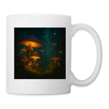 Glowing mushroom dream in the forest at night - Mug - white - Right