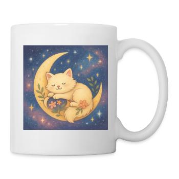 Sleeping cat on moon in starry sky - Mug - white - Right