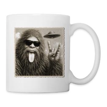 Rock, Rocker, Rock Musik, Rock Hand, Bigfoot UFO - Tasse - Weiß - Rechts