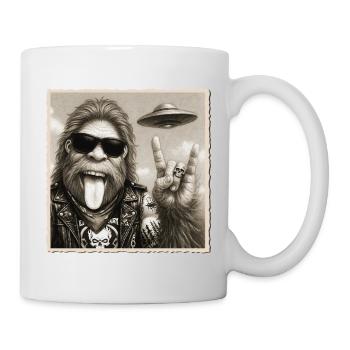 Rock, Rocker, Rock Musik, Rock Hand, Bigfoot UFO - Tasse - Weiß - Rechts