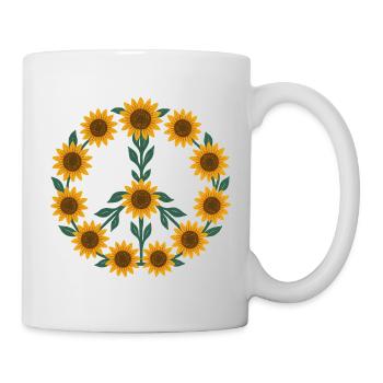 Sonnenblumen-Friedenssymbol-Design - Tasse - Weiß - Rechts