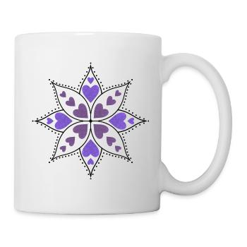 Mandala with purple hearts - Mug - white - Right