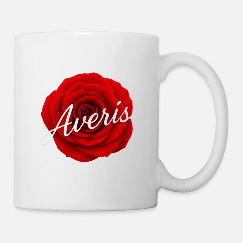 Rote Rose mit Avenir-Textdesign - Tasse - Weiß