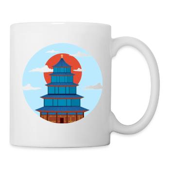 Traditional Blue and Orange Pagoda - Mug - white - Right