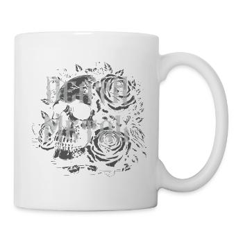 Death Metal with Dark Skull Floral Tattoo Design - Mug - white - Right