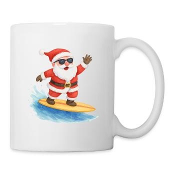 Cool Santa Surfer Christmas Design - Tasse - Weiß - Rechts
