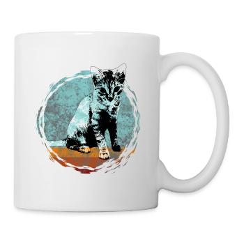 Portrait de chat dans un style artistique - Mug blanc - blanc - Droite