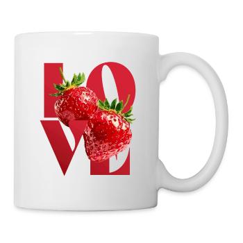Erdbeere Liebe Illustration - Tasse - Weiß - Rechts