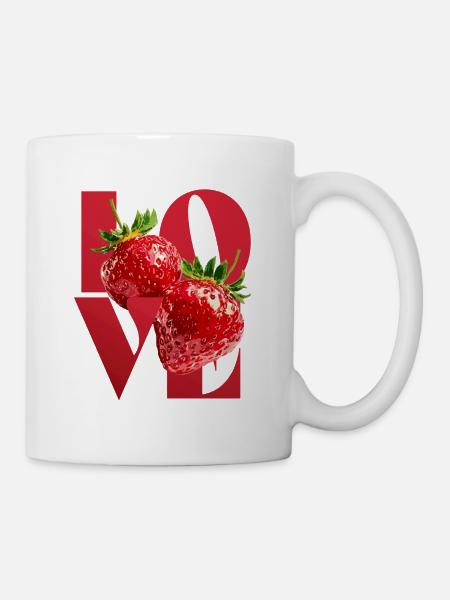 Erdbeere Liebe Illustration - Tasse - Weiß