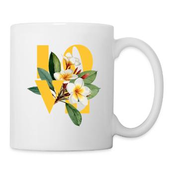 Tropisches florales Frangipani Love Design - Tasse - Weiß - Rechts