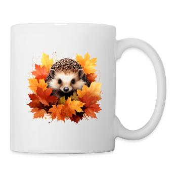 Herbstlicher Igel im Laub - Tasse - Weiß - Rechts
