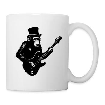 Grasping monkey with electric guitar in retro style - Mug - white - Right