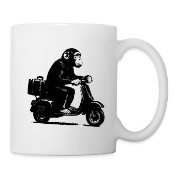 Retro monkey on moped | Scooter monkey - Mug - white - Right