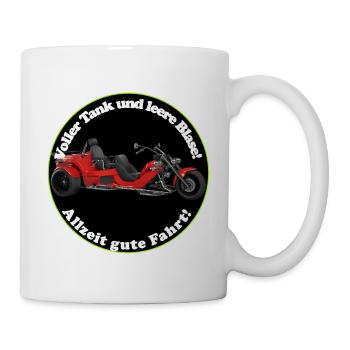 Trike riding always with a full tank and empty bladder - Mug - white - Right