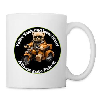 Ours mignon sur la moto avec des lunettes de soleil - Mug blanc - blanc - Droite