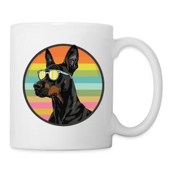 Doberman cool avec des lunettes de soleil au look rétro - Mug blanc - blanc - Droite