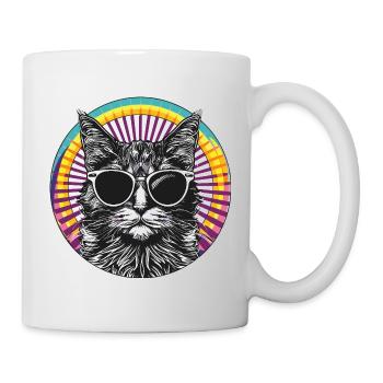 Cat portrait with sunglasses - Mug - white - Right