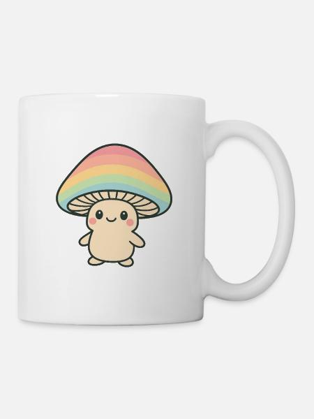 Champignon avec chapeau arc-en-ciel - Mug blanc - blanc