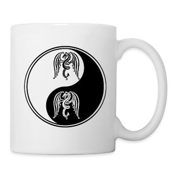 Drachen Yin Yang Schwarz-Weiß-Symbol - Tasse - Weiß - Rechts