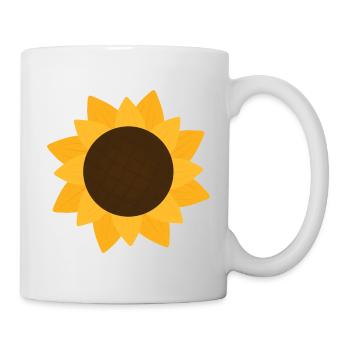 Sonnige Sonnenblume Botanisches Muster - Tasse - Weiß - Rechts