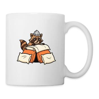 Anxious Raccoon in Bed Graphic - Mug - white - Right