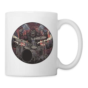 Gorilla Rock Band avec tambours - Mug blanc - blanc - Droite