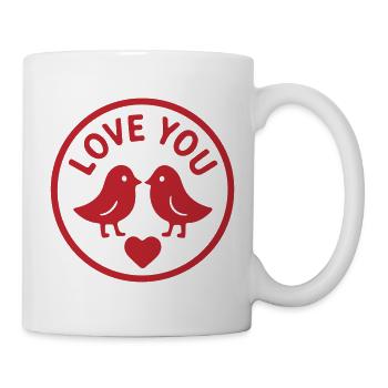 Liebesvögel Romantisches Stempeldesign - Tasse - Weiß - Rechts