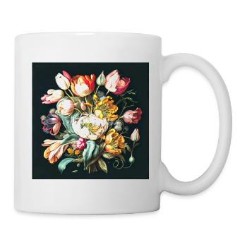 Bouquet de fleurs en peinture à l’huile esthétique des maîtres anciens - Mug blanc - blanc - Droite