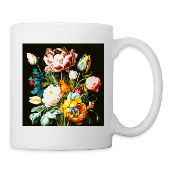 Textured floral composition on black - Mug - white - Right