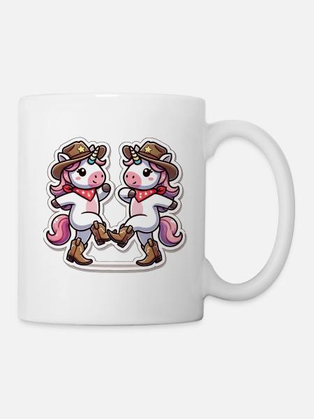 Einhorn mit Cowboy-Hut - Tasse - Weiß