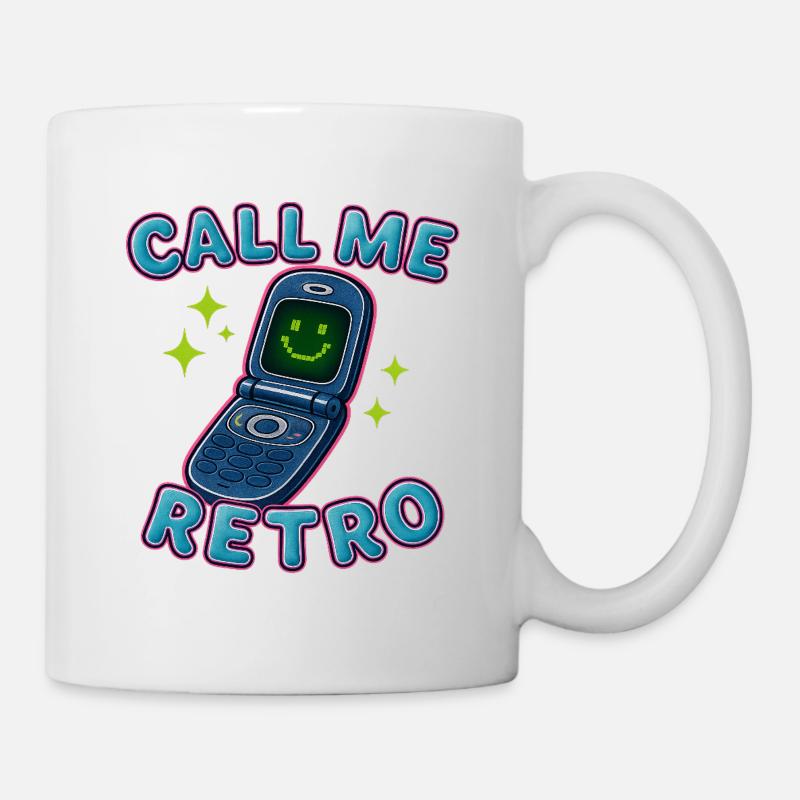 Retro Flip Phone Call Me Design - Tasse - Weiß